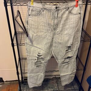 Striped Distressed Jeans